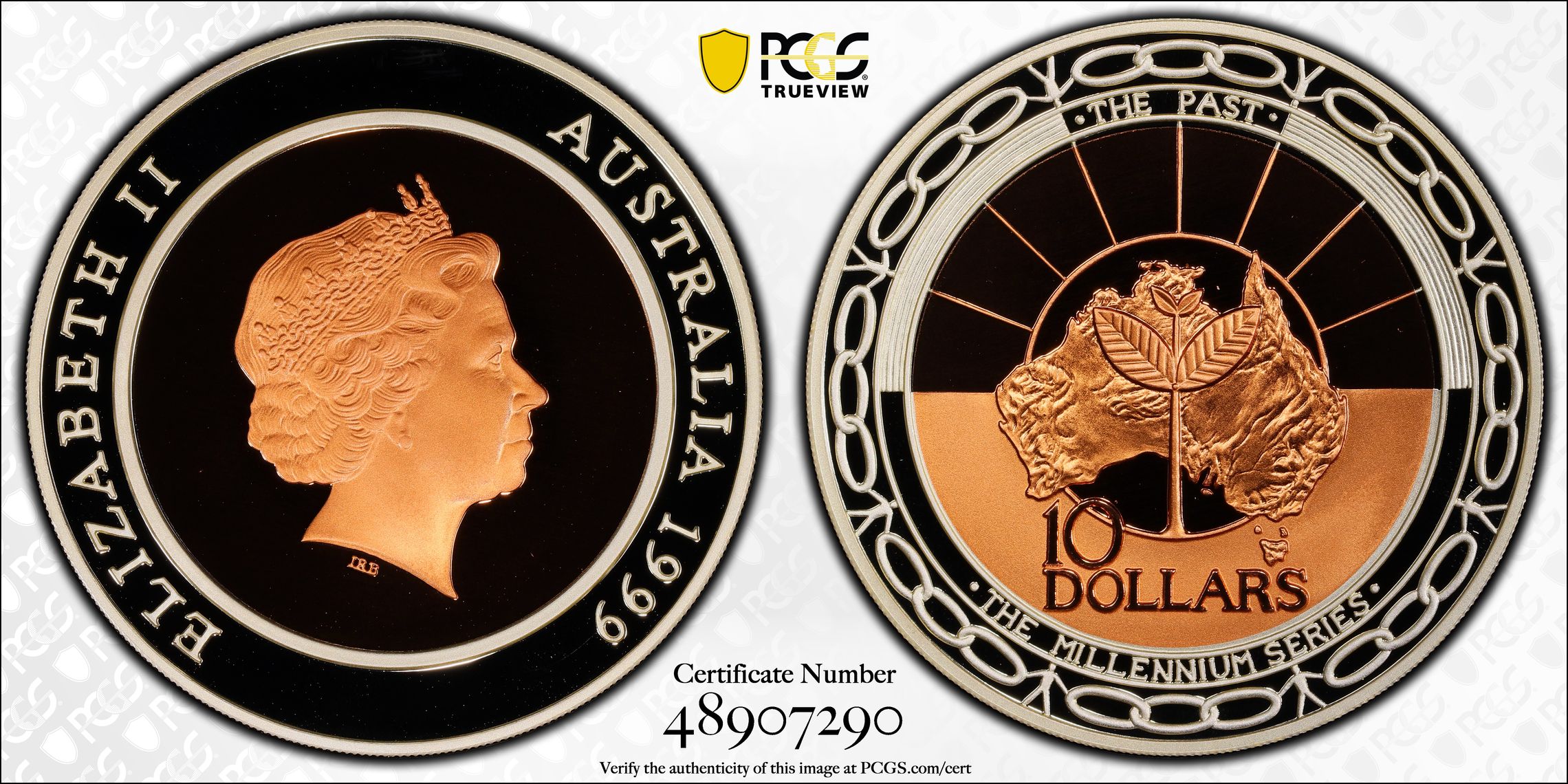 Elizabeth II, The Past , Ten Dollar, 1999, PCGS PR69DCAM