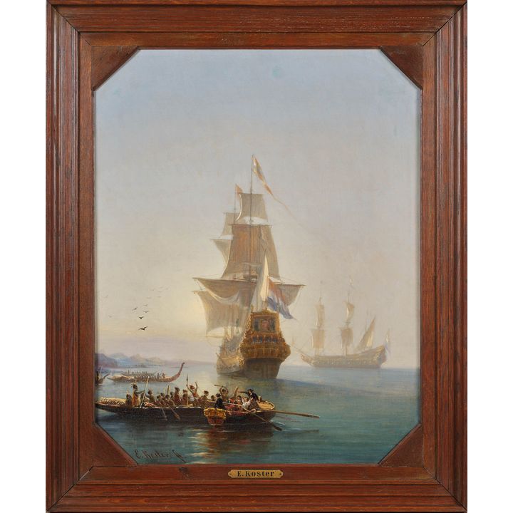 Everhardus Koster (Dutch, 1817-1892) 'The Arrival of Abel Tasman in New Zealand'