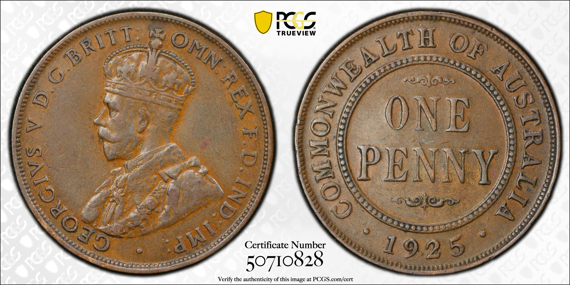 George V, KM-23, Penny, 1925, PCGS XF45