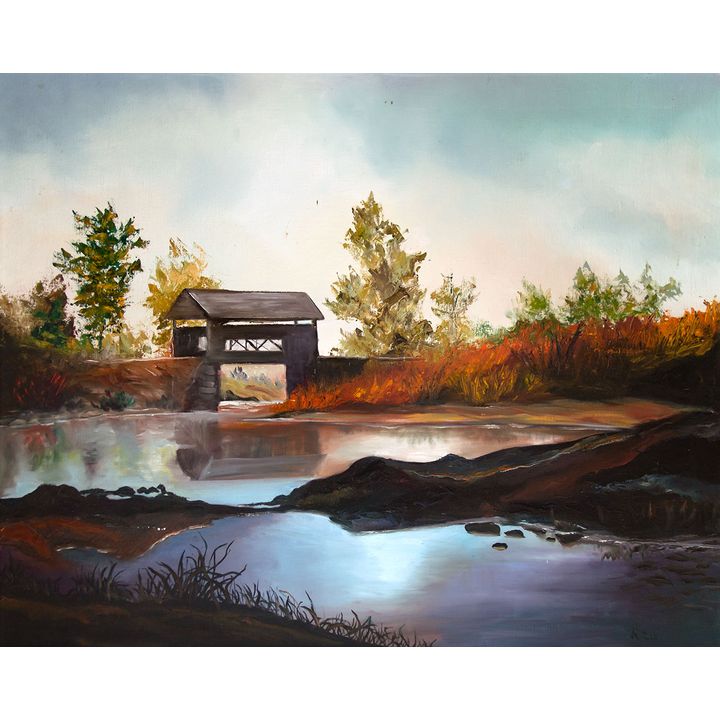 Covered Bridge by Rita Hoffman Shulak (1947- )