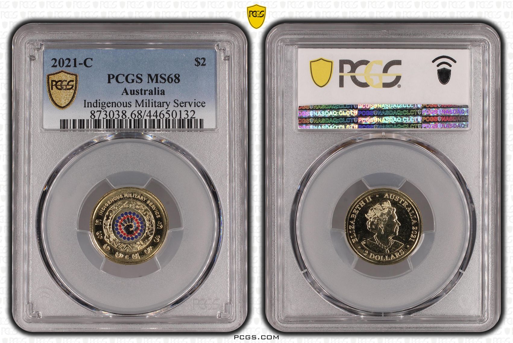 321 · 2021-C Australia Two Dollar, $2 Indigenous Military Service PCGS - MS68 -132