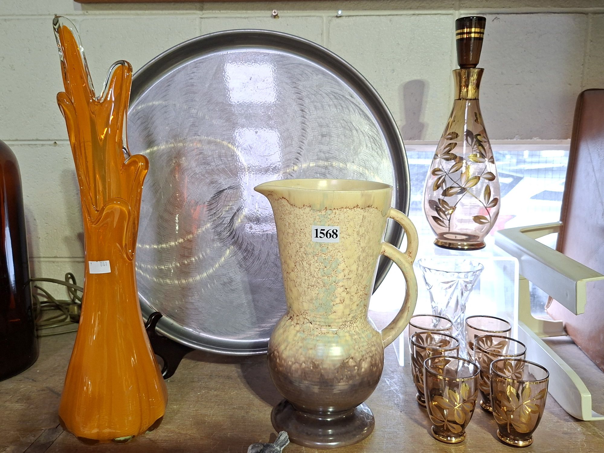 Retro Glassware, Tray And Crystal