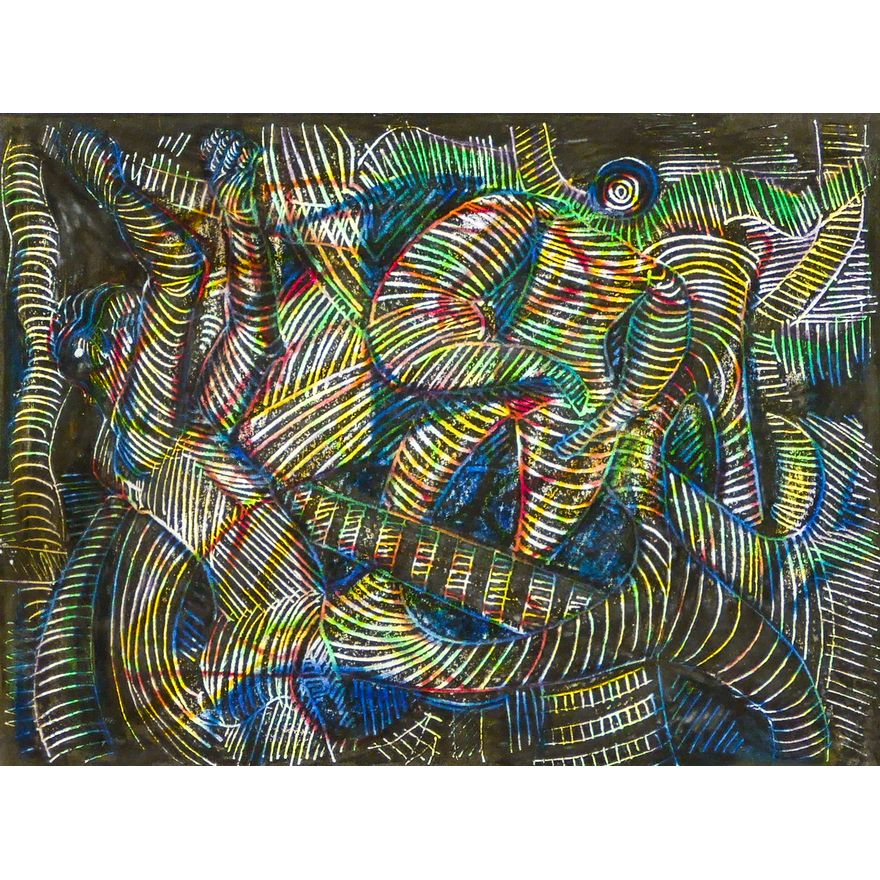 William Wikstrom ''Atlas I'' Mixed Media Framed 13.25''x15.25''