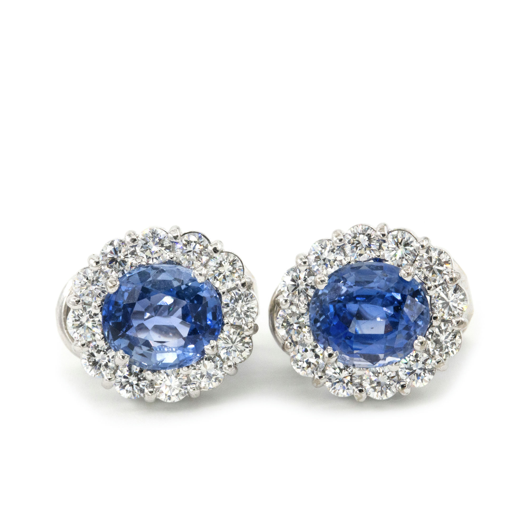 6.16 Carat Sapphire & 1.44 Carat Diamond Earrings,