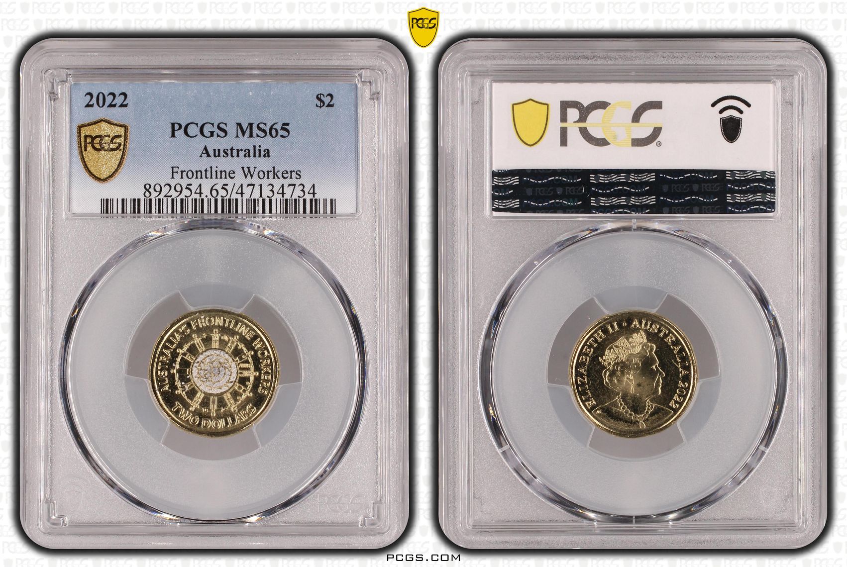 Elizabeth II, Frontline Workers, Two Dollar, 2022, PCGS MS65
