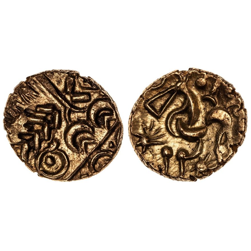 Corieltauvi (60-45 BC), AV Stater, 'South Ferriby' Type, wreath, cloak ...