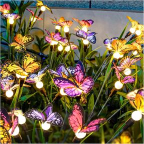 TONULAX SOLAR GARDEN LIGHTS - NEWEST VERSION SOLAR FLYING BUTTERFLY LIGHT, SOLAR OUTDOOR LIGHTS, YARD PATIO PATHWAY DECORATION, HI