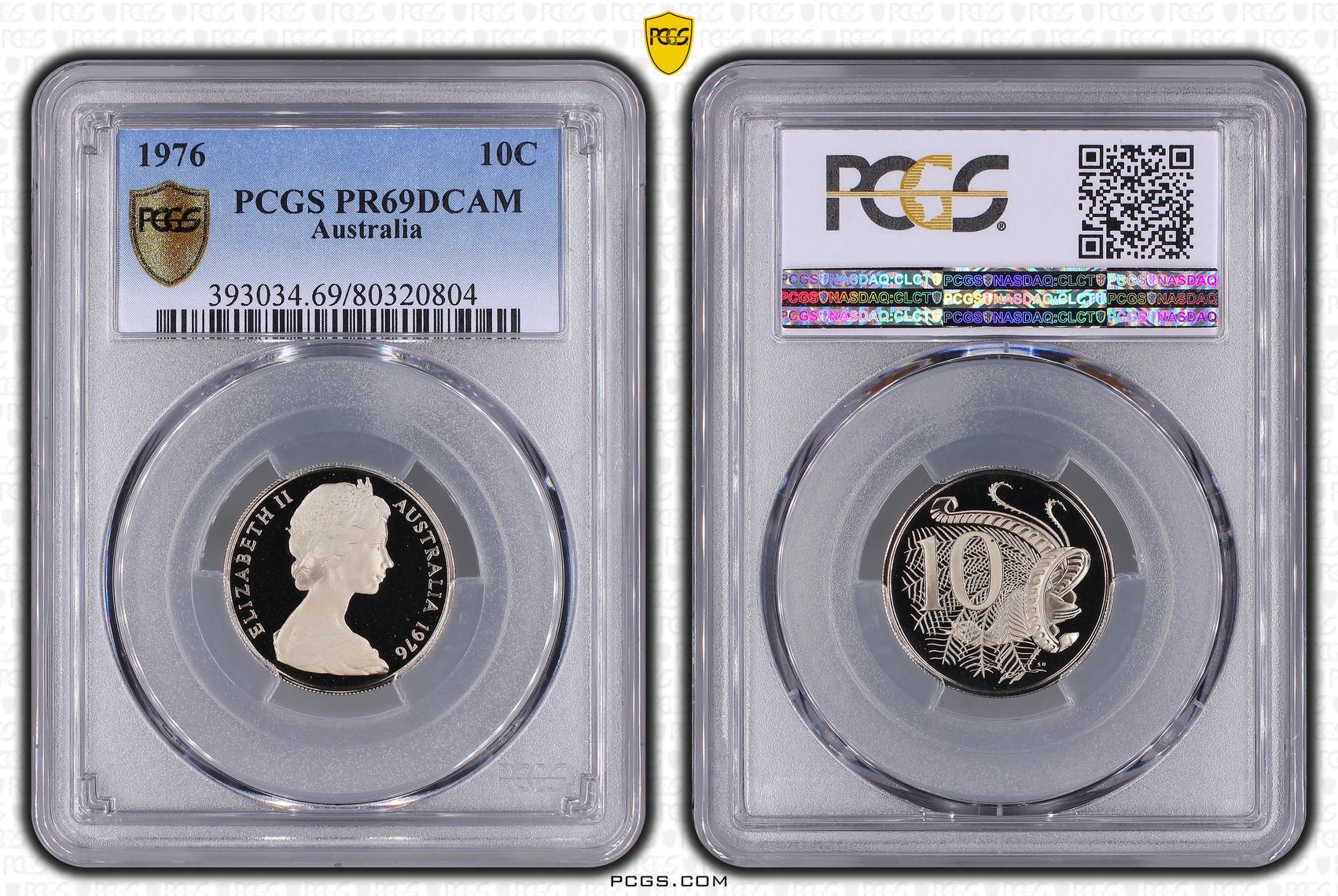 Elizabeth II, Ten Cent, 1976, PCGS PR69DCAM