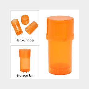 Herb / Tabacco Grinder Capacious Storage Layer Plastic 58mm - Orange / Transparent -51717/744 Bar 9901033589108 B2 (S8)