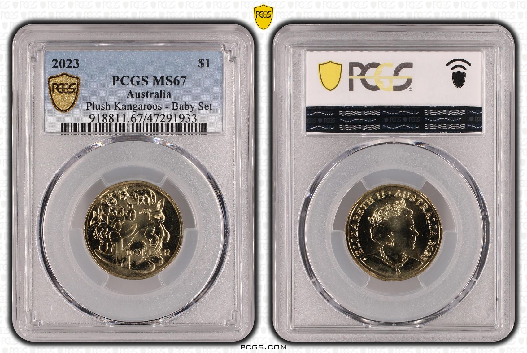 Plush Kangaroos - Baby Set, One Dollar, 2023, PCGS MS 67