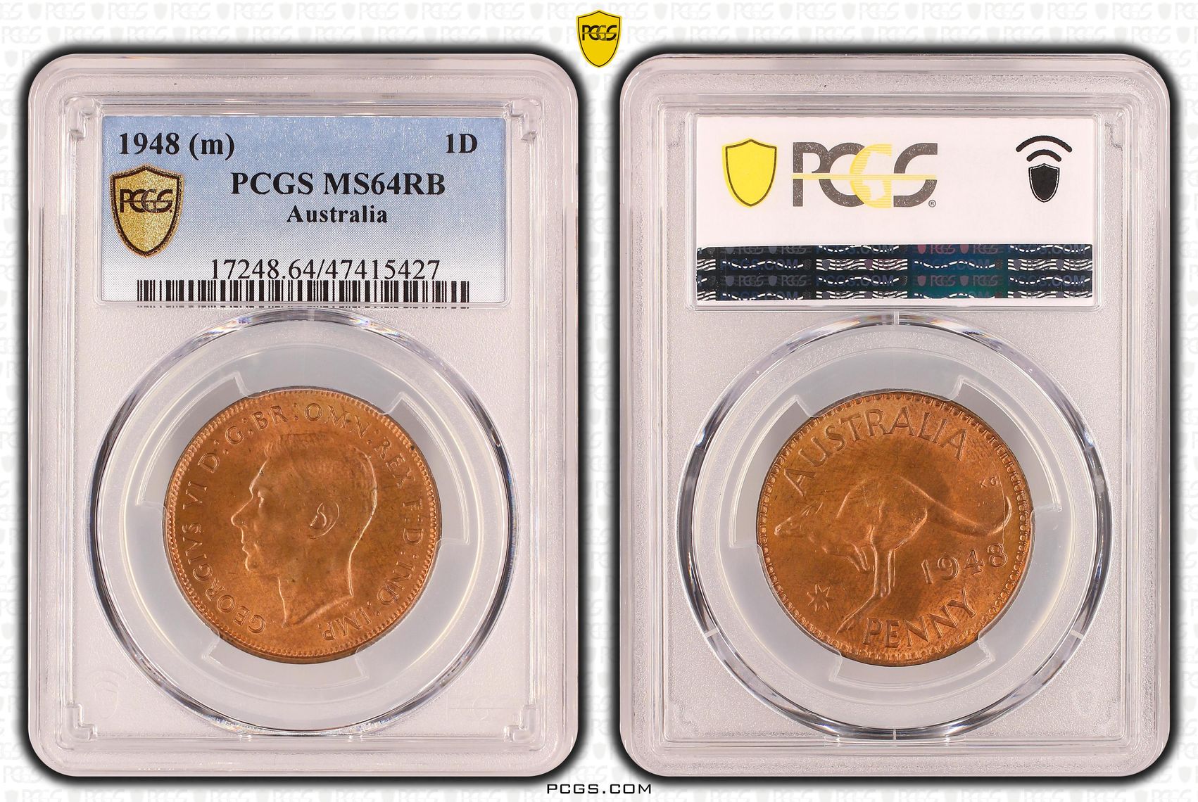 One Penny, 1948, PCGS MS 64RB