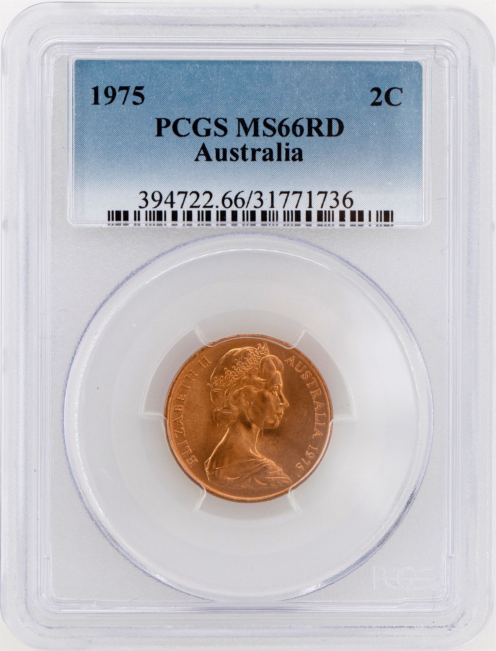 1975 Australia Two Cent, 2c PCGS - MS66RD -736