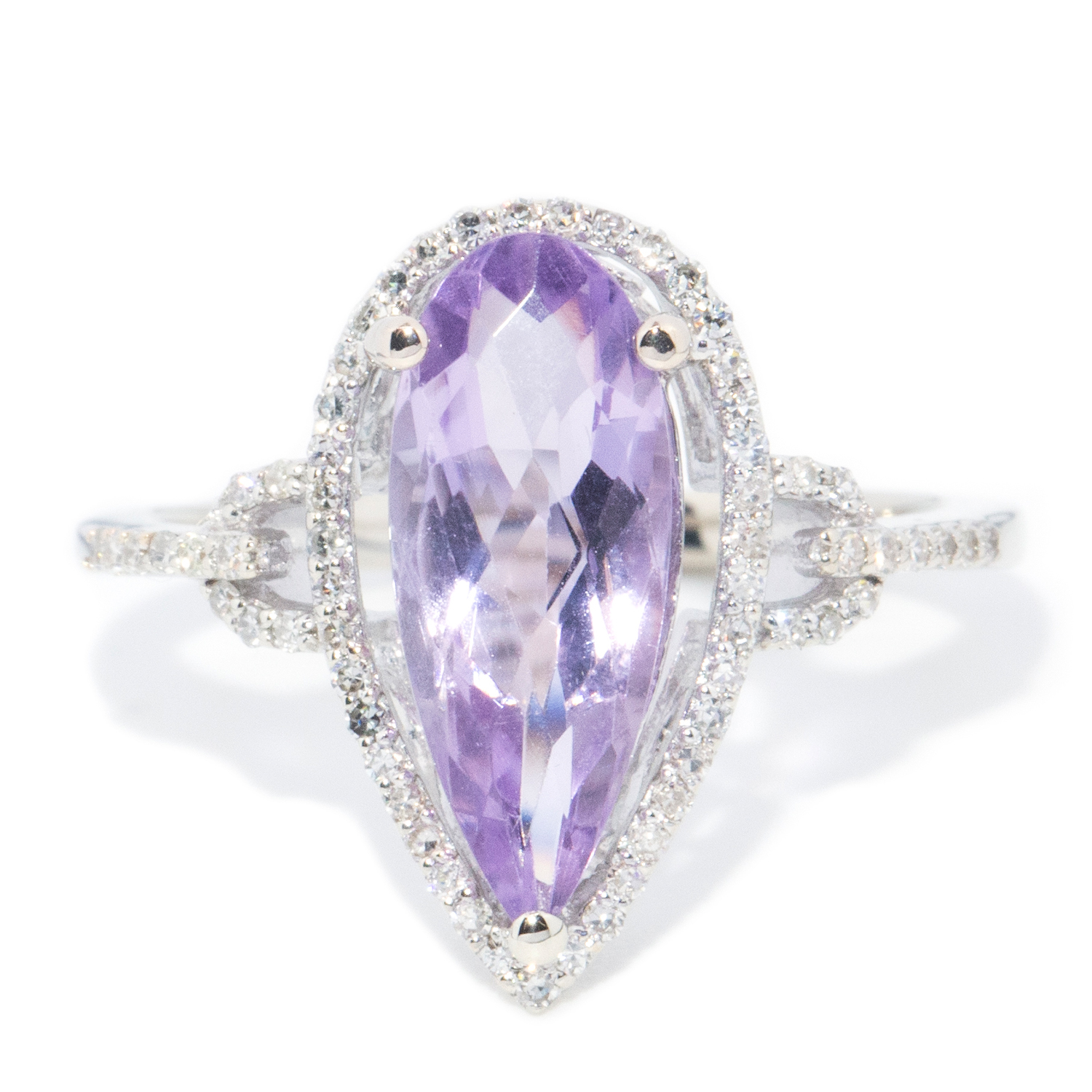 Amethyst & Diamond Ring in 14ct Gold