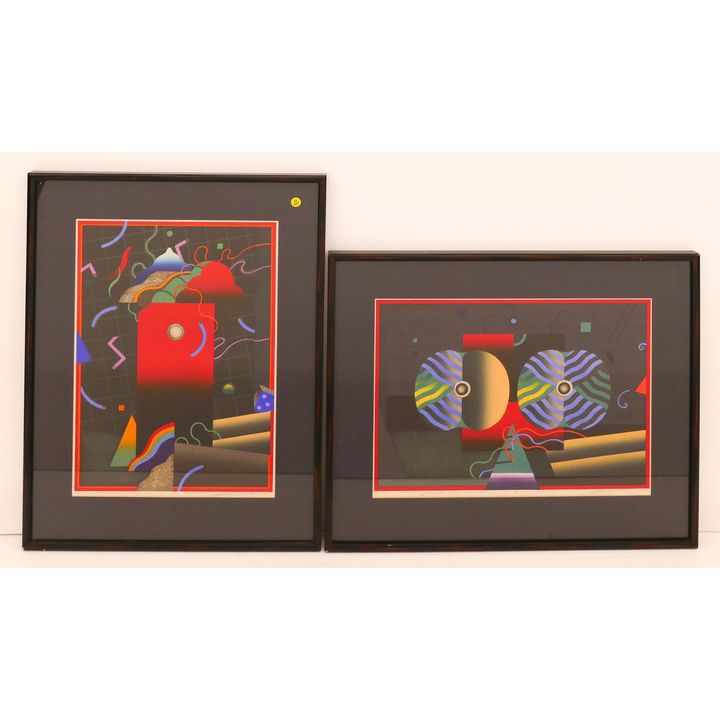2pc Akira Kurosaki Japanese Pop Art Color Lithographs Framed- largest 24x29''