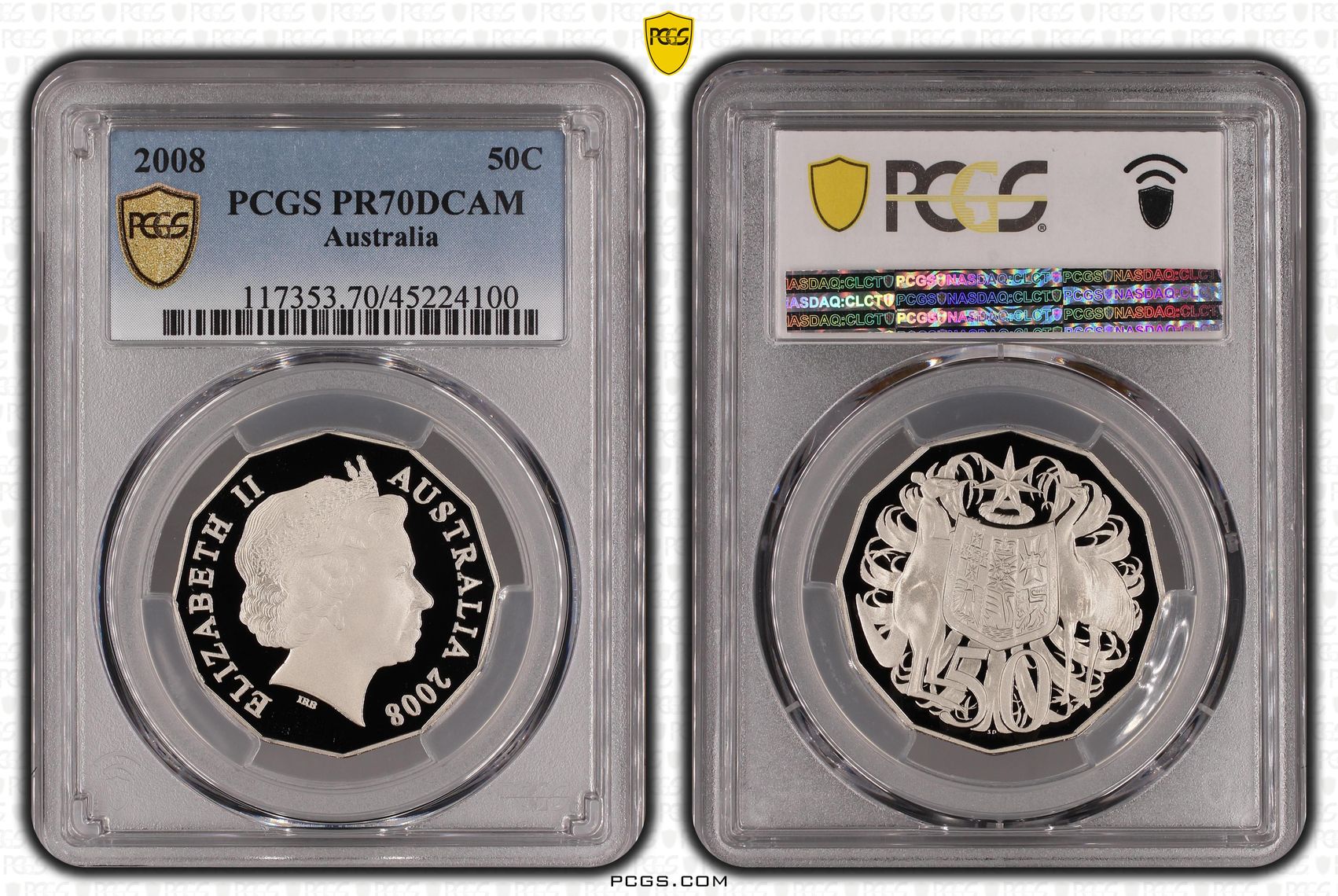 2008 Australian Fifty Cent, 50c Proof PCGS - PR70DCAM POP 43/0 -100