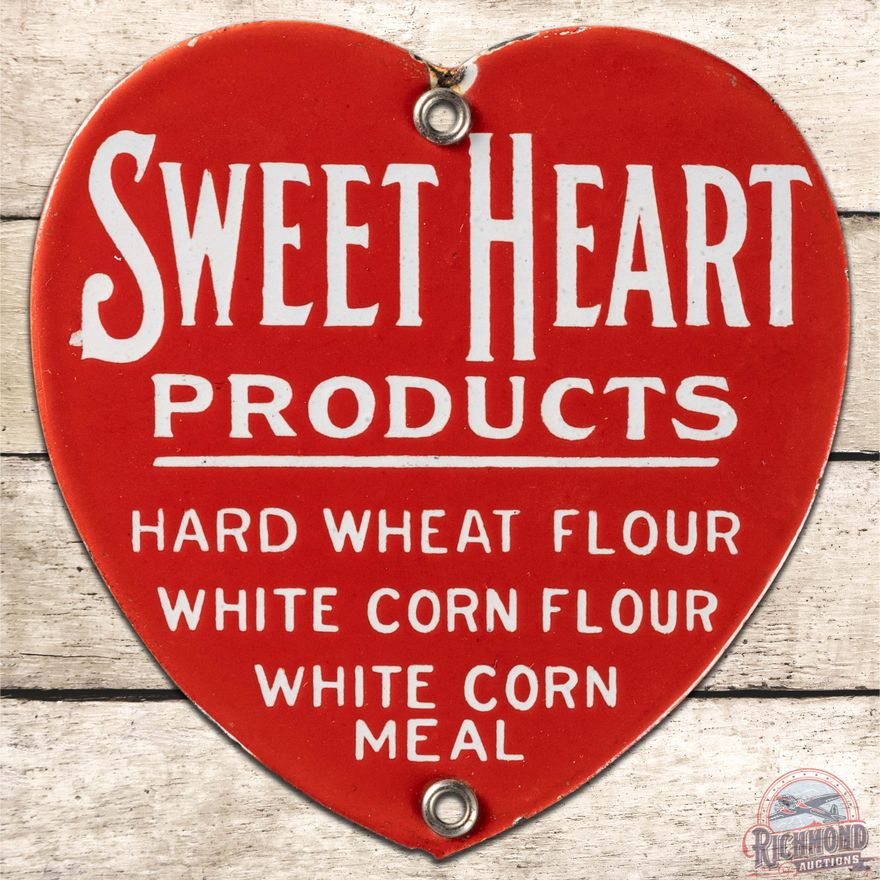 Sweet Heart Products Flour & Corn Meal SS Porcelain Sign