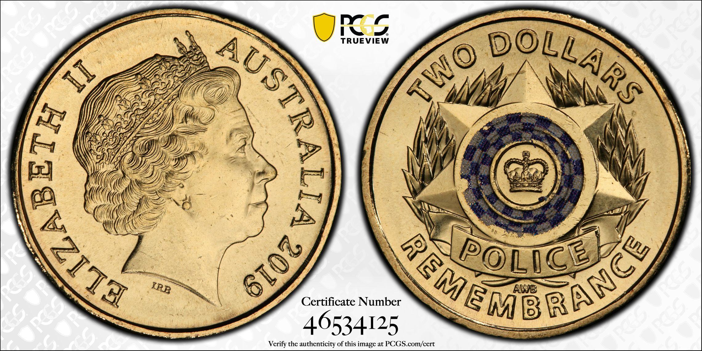 Police Remembrance Colorized, Two Dollar, 2019, PCGS MS66