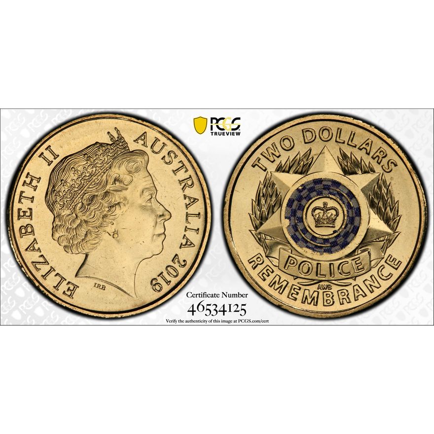 Police Remembrance Colorized, Two Dollar, 2019, PCGS MS66