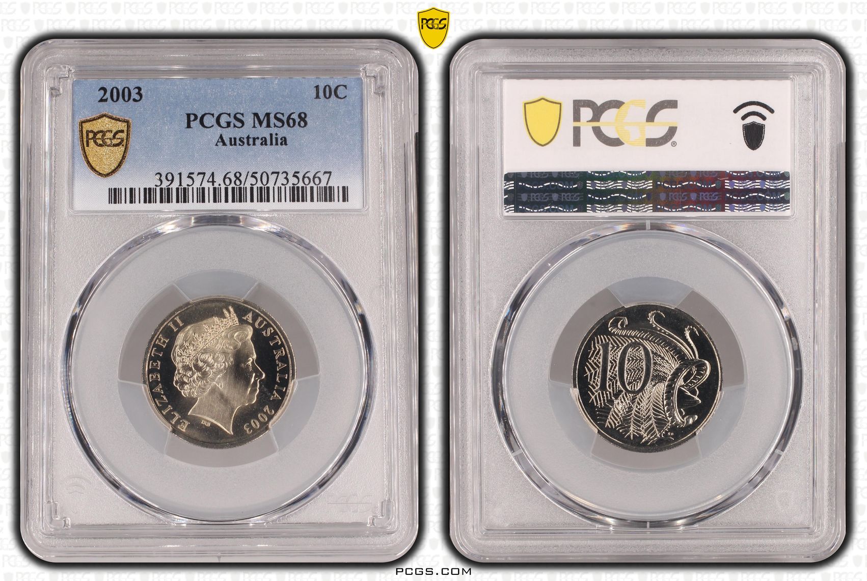 Ten Cent, 2003, PCGS MS68