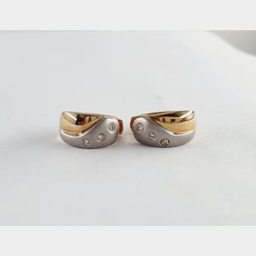 9CT TWO TON EARRINGS WITH CUBICS - 51929/11706