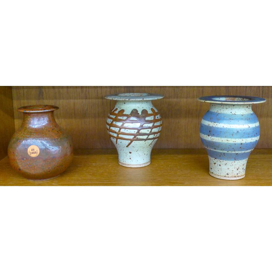 3pc Richard Fairbanks Studio Pottery Vases 5'' Approx.