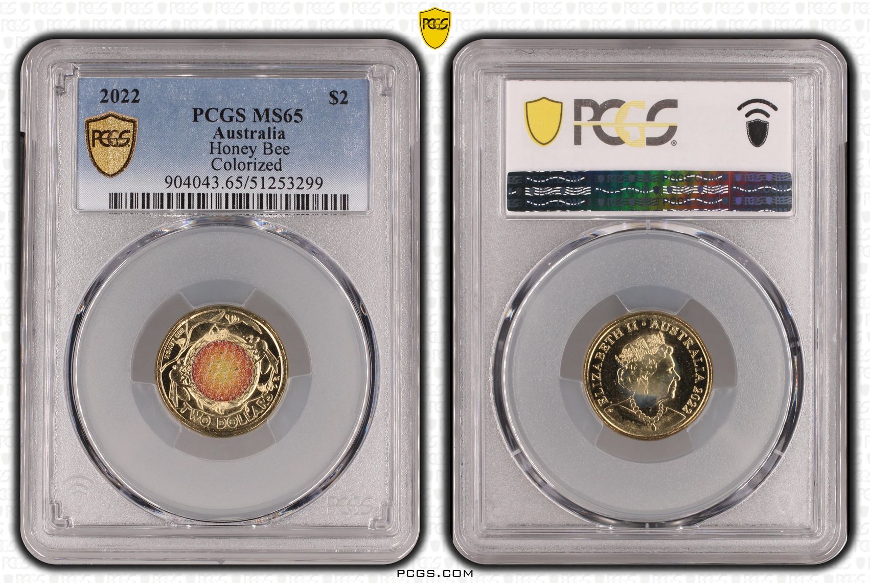 Honey Bee Colorized, Two Dollar, 2022, PCGS MS65
