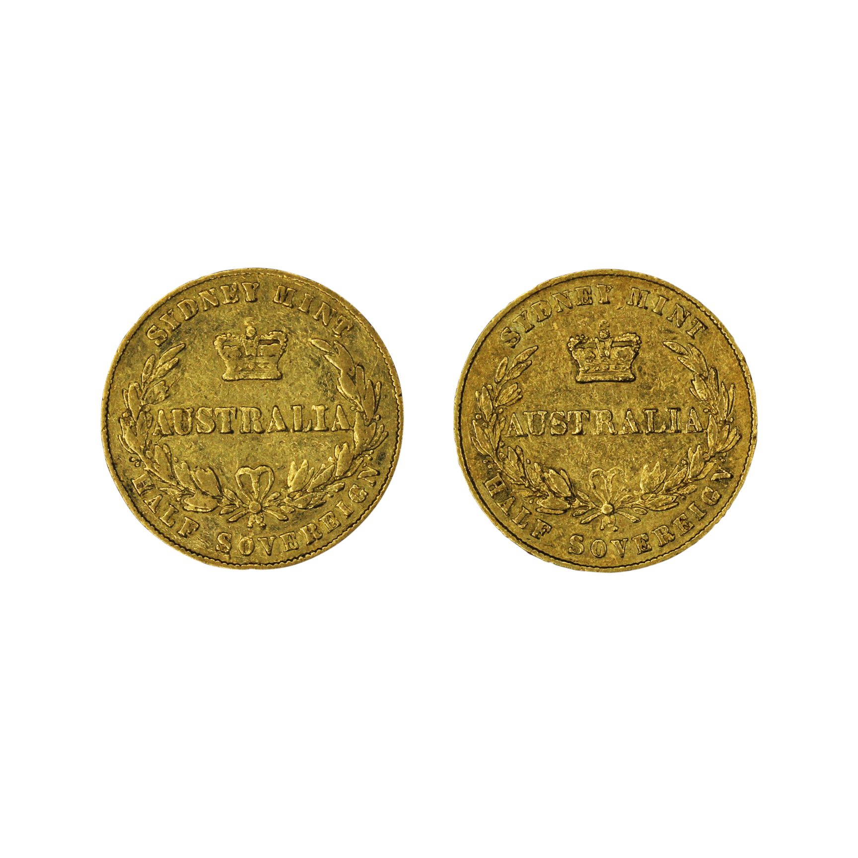 1162. · Pair, Victoria, Half Sovereign, aFine