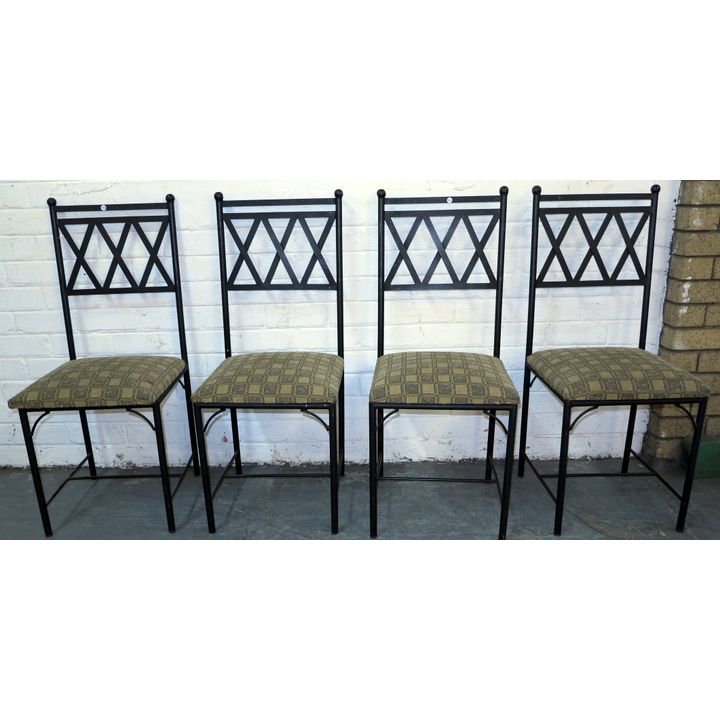 SET OF 8 METAL DINING CHAIRS,