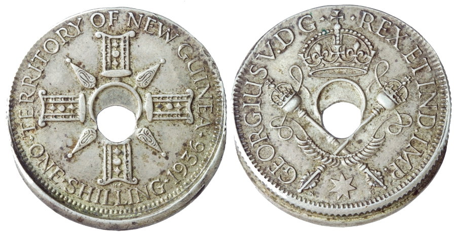 PNG 1936 1/- Off Centre