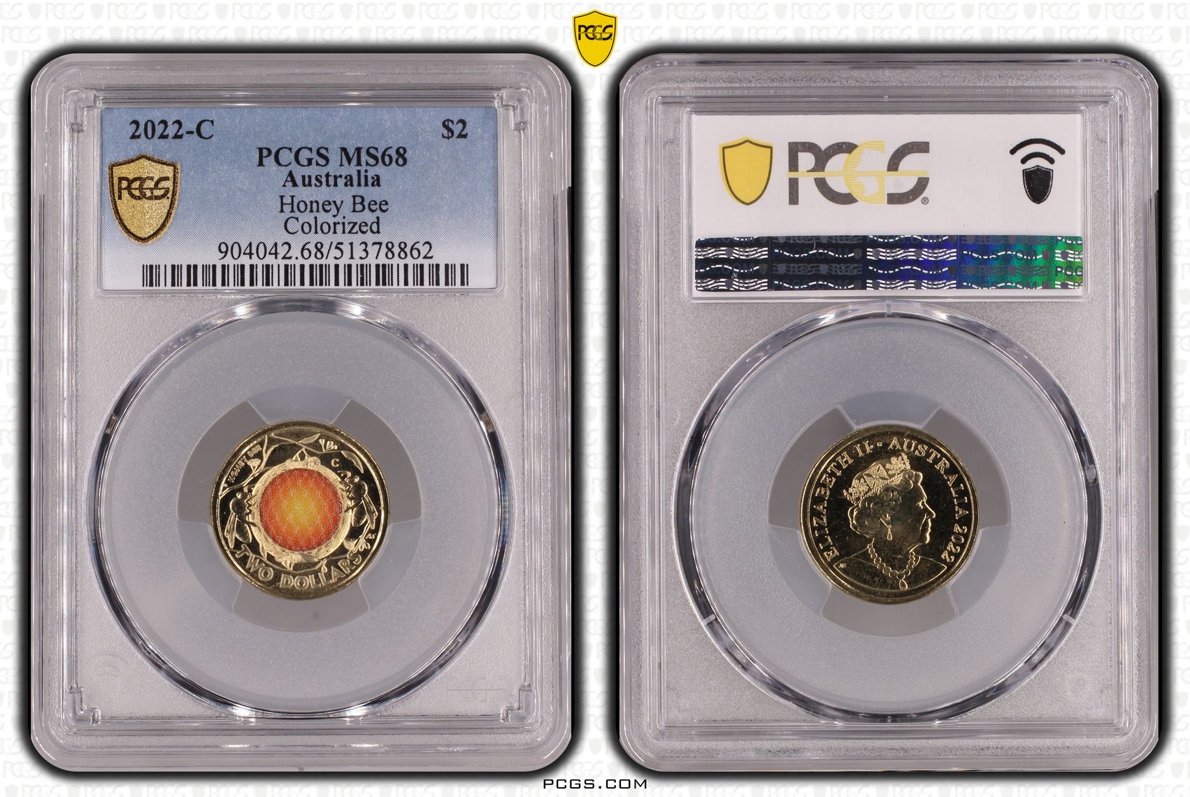 Honey Bee Colorized, Two Dollar, 2022-C, PCGS MS68