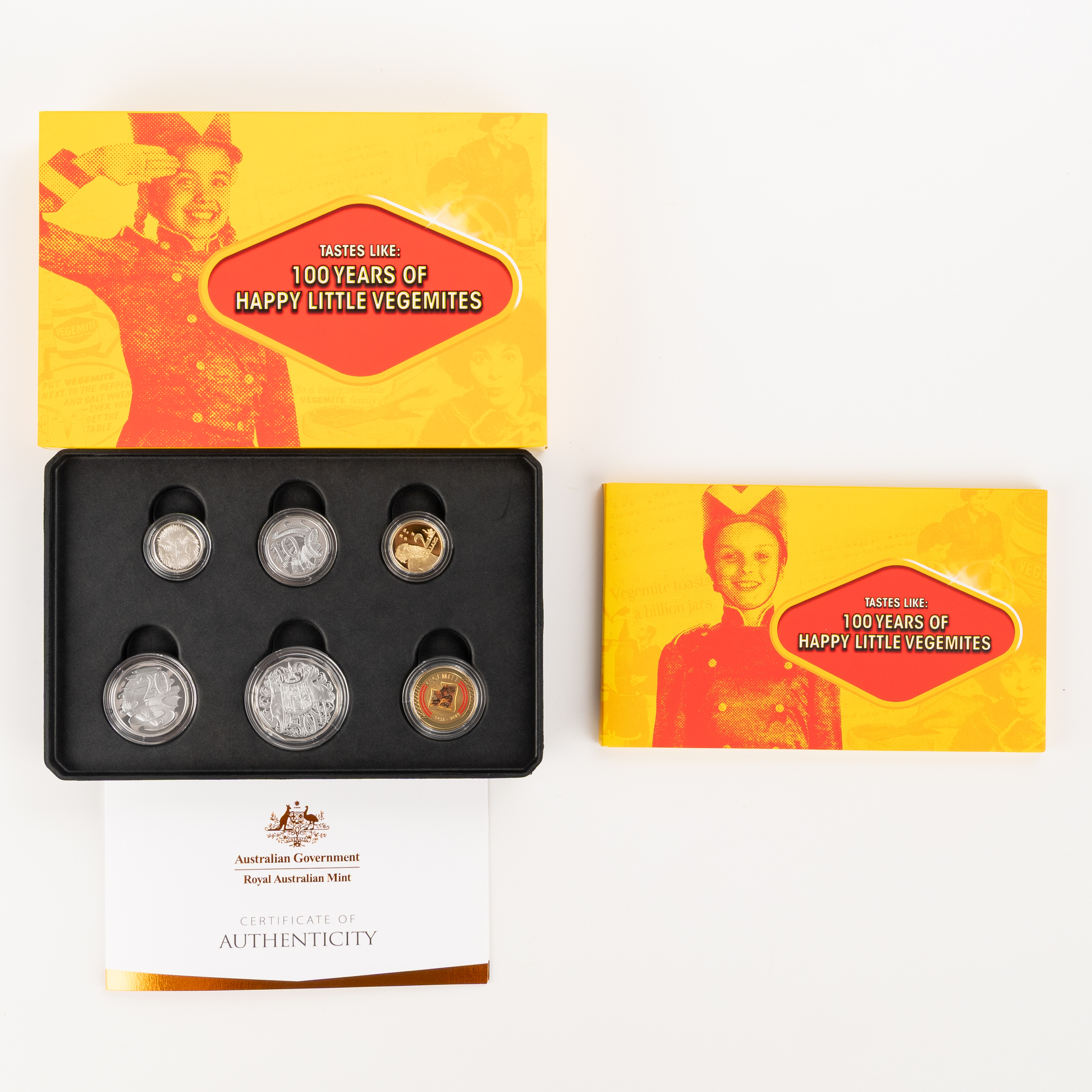 Elizabeth II, 100 Years of Happy Little Vegemites, Five Cents - Two Dollars, 2023, UNC - FDC