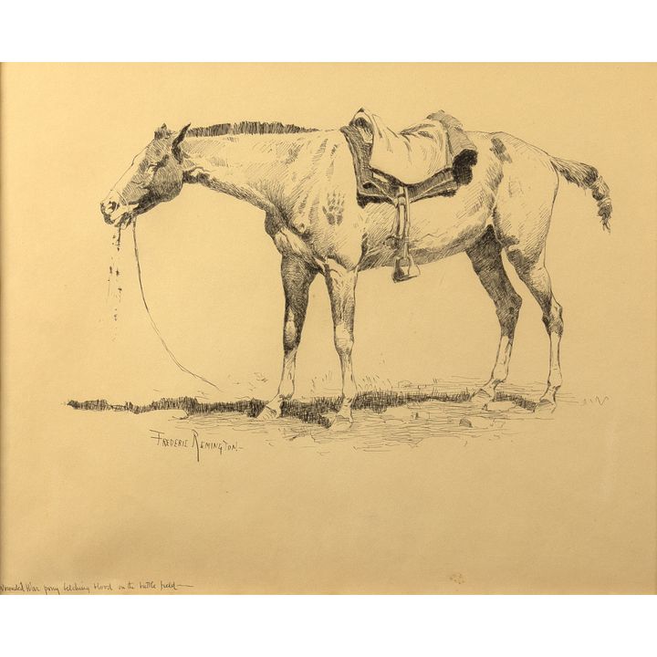 Frederic Remington (1861-1909), A Wounded War Pony (Army Horse on Battlefield, altern.), 1890-1891