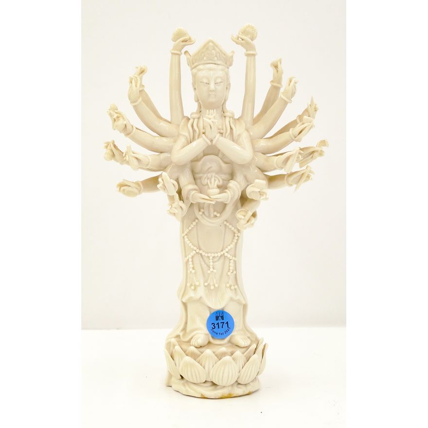 Chinese Blanc de Chinese Porcelain Tantric Guanyin 10''