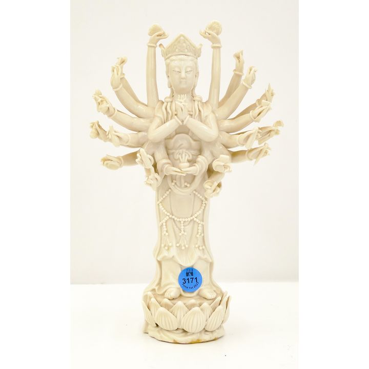 Chinese Blanc de Chinese Porcelain Tantric Guanyin 10''