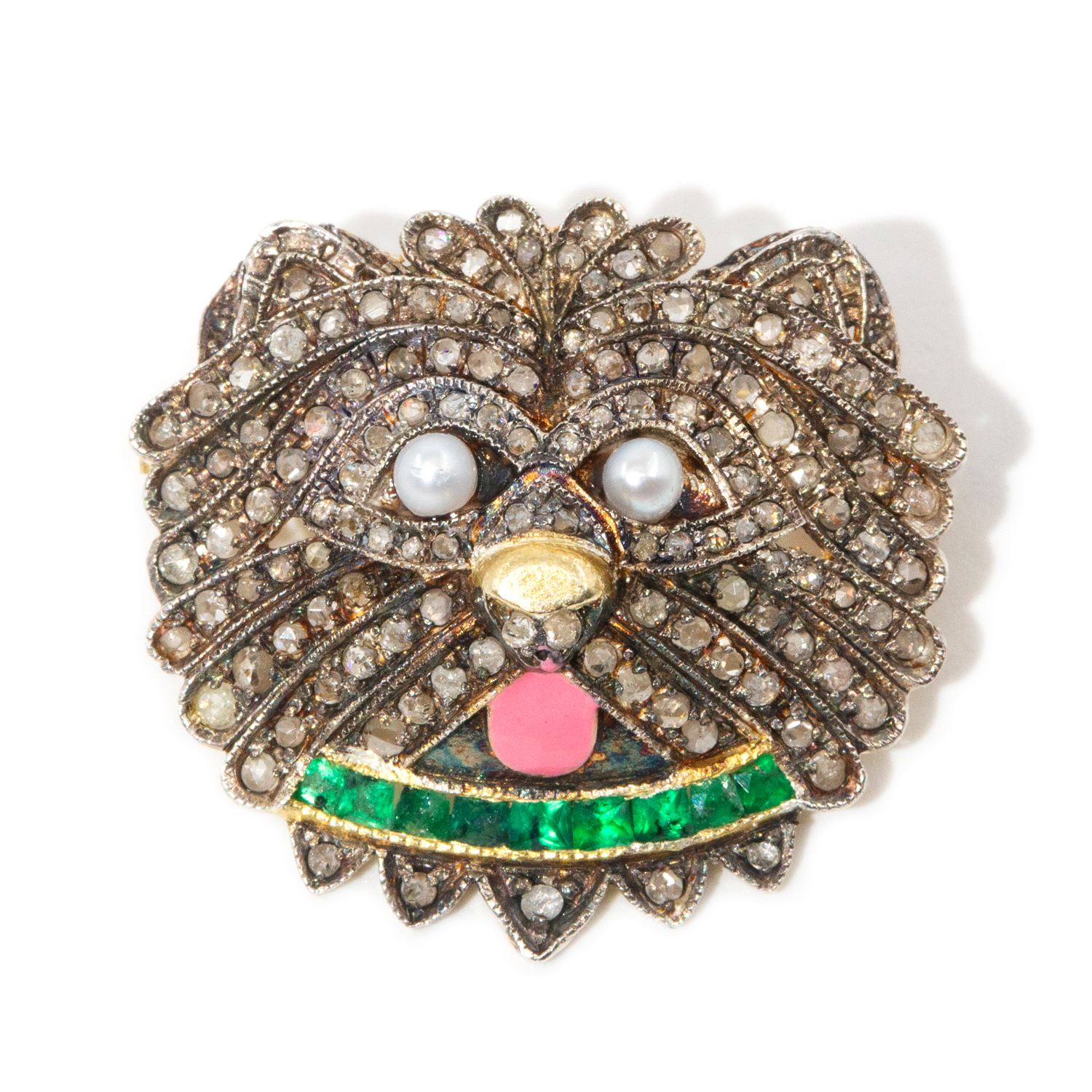 Reproduction Diamond & Emerald Pendant/Brooch