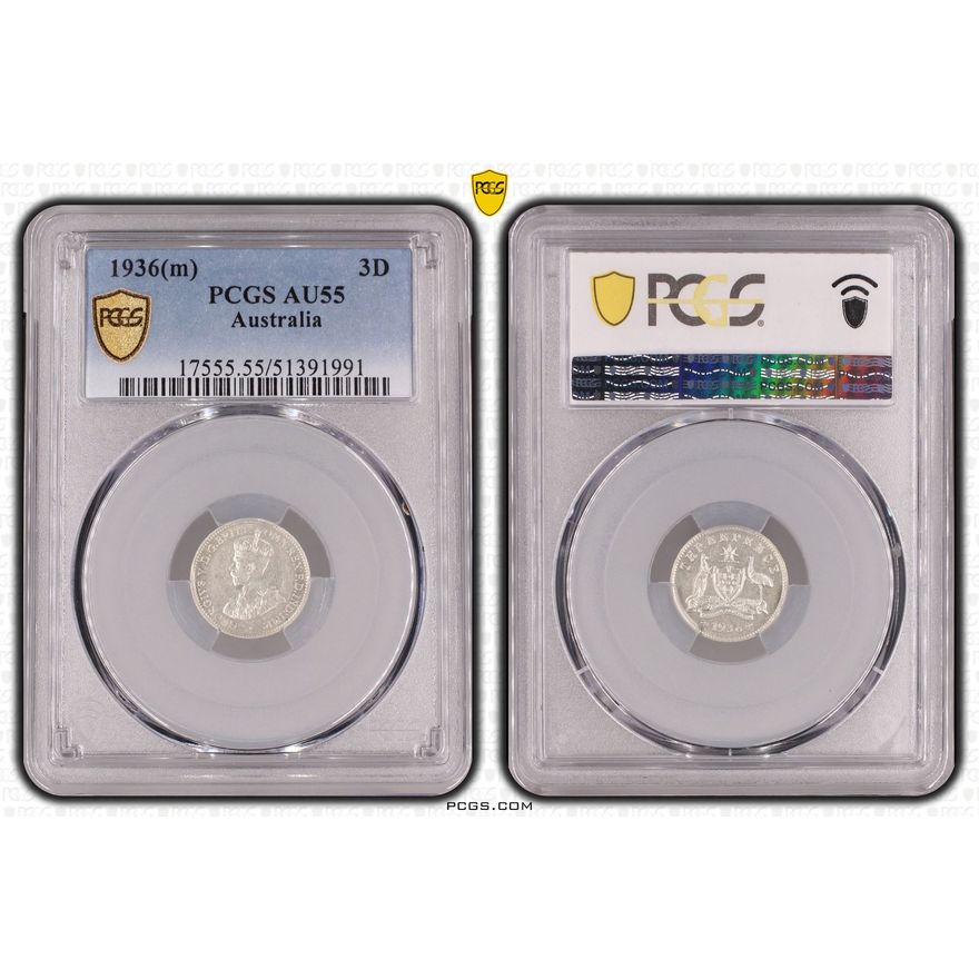George V, Threepence, 1936(m), PCGS AU55