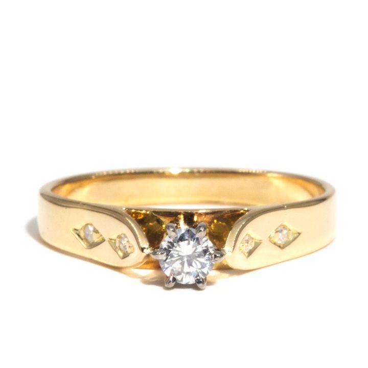 18 Carat Gold Diamond Engagement Ring, 1970s,