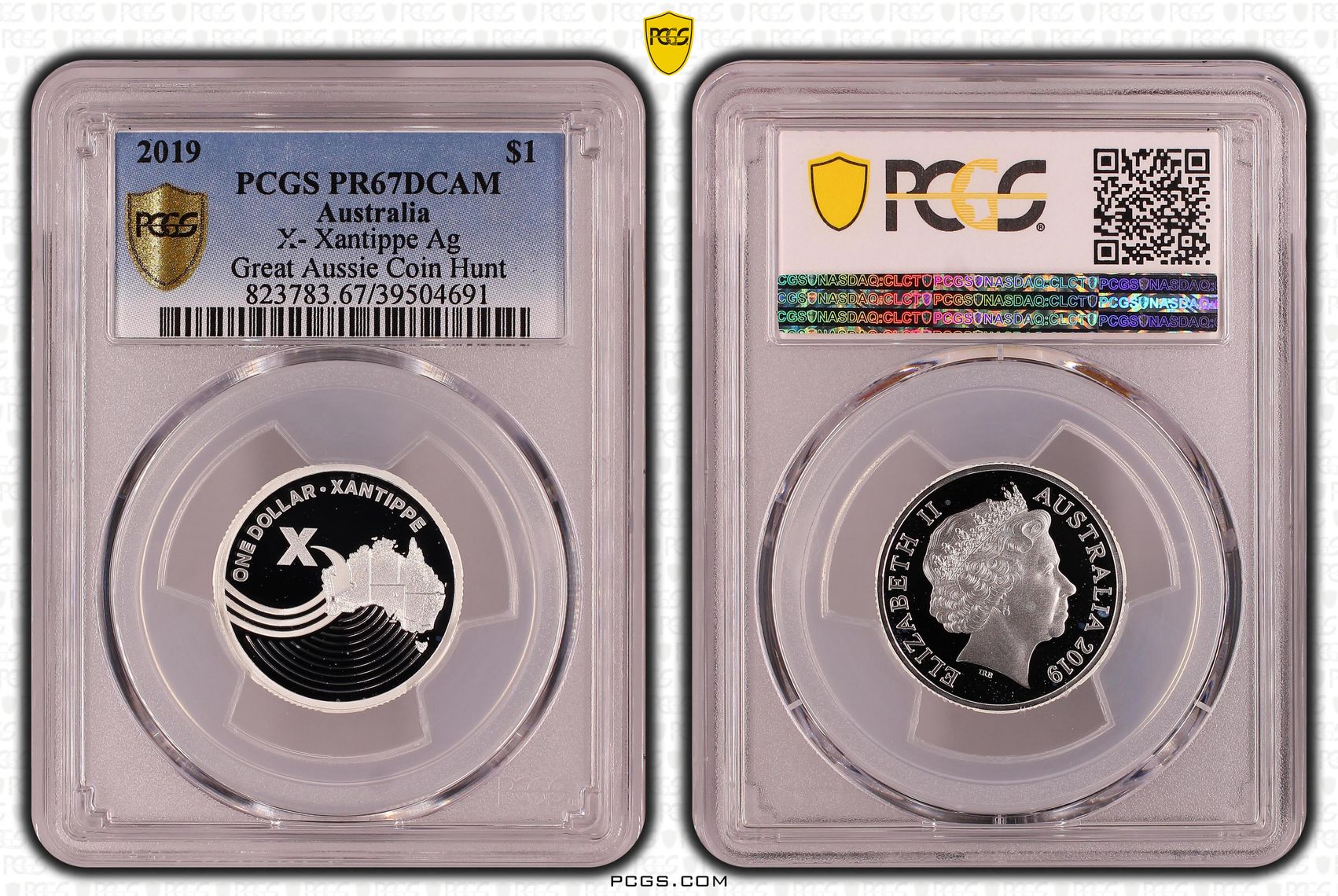 X- Xantippe Ag Great Aussie Coin Hunt, One Dollar, 2019, PCGS PR67DCAM