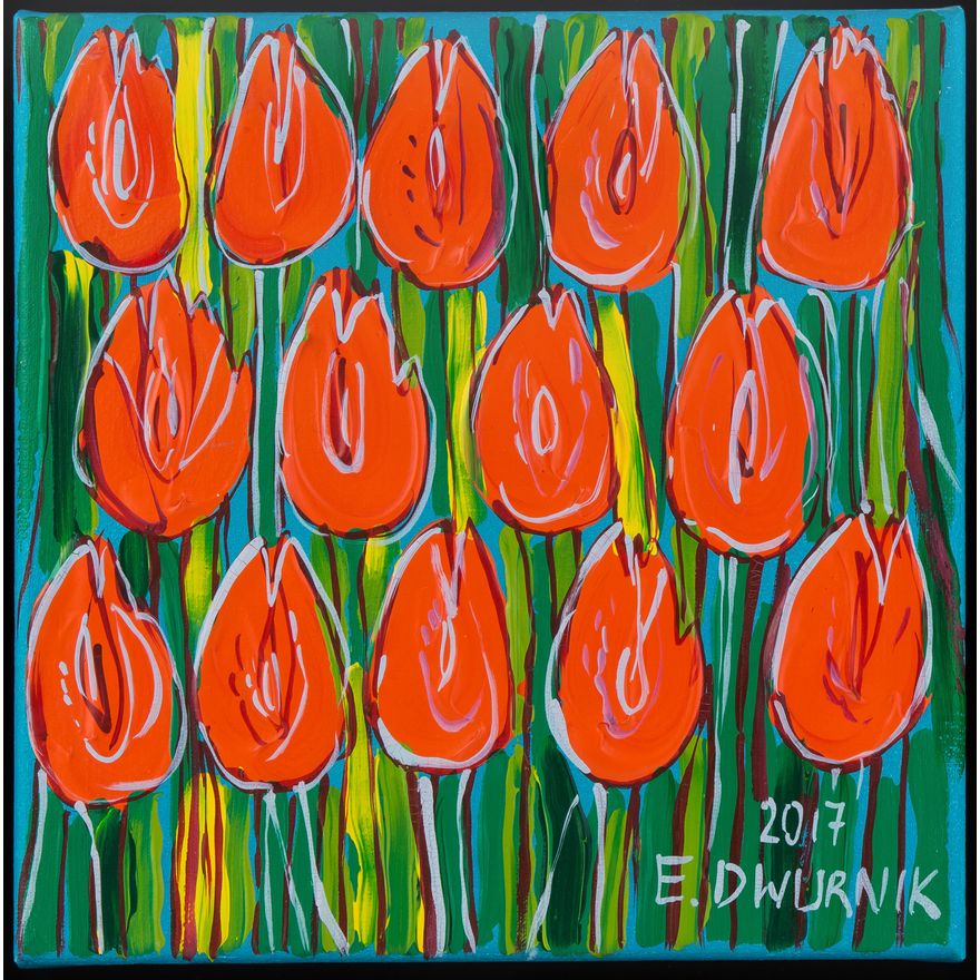 Edward Dwurnik | Pomarańczowe tulipany, 2017