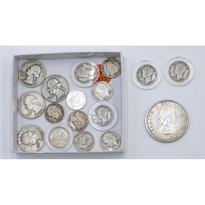 Box US Assorted Silver Coins etc. - $2.20 Face