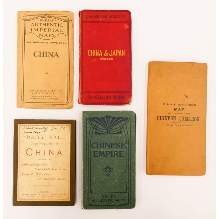 5pc Early 20th Century Folding Maps of China.