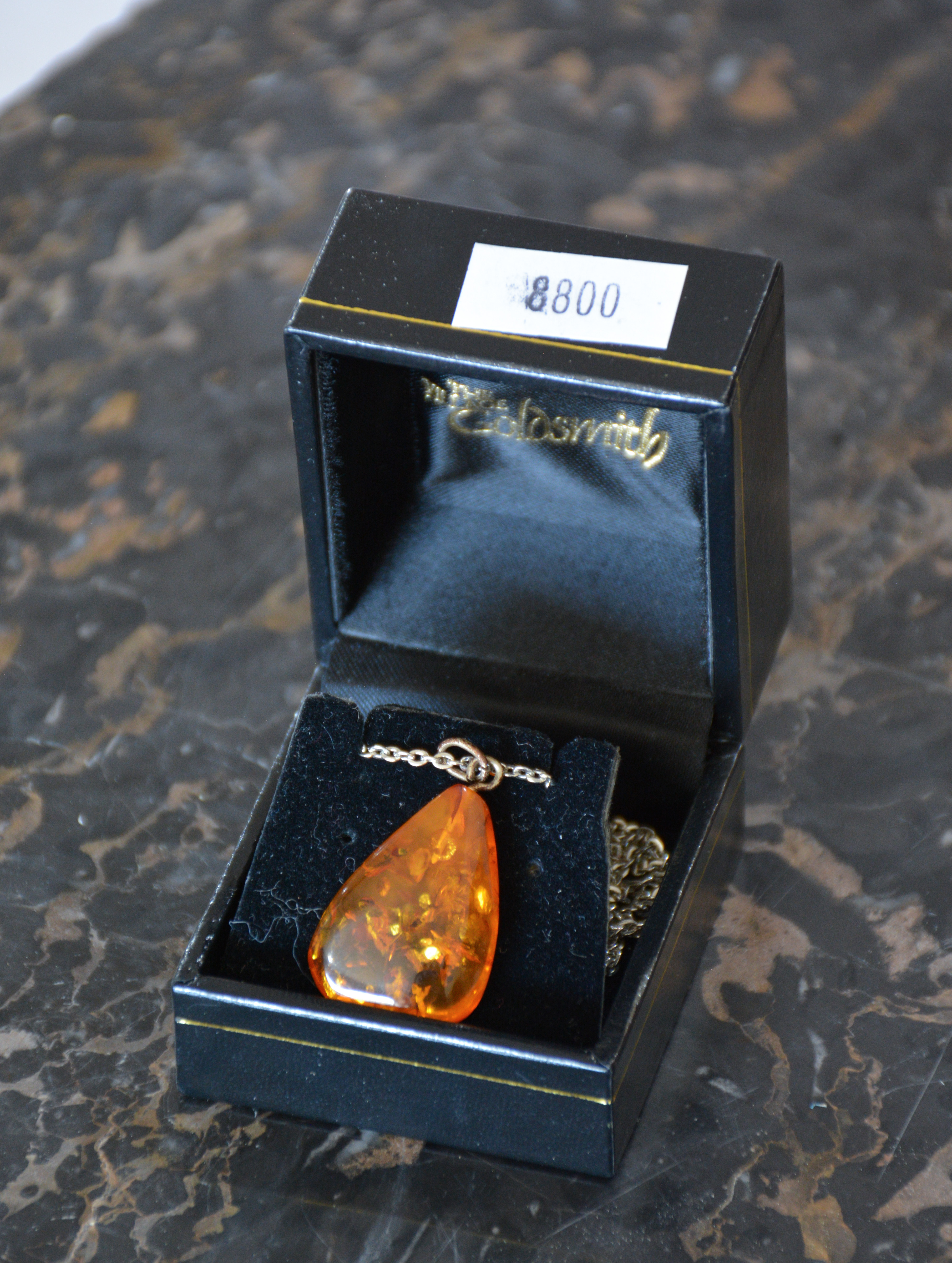 Amber Pendant Necklace in Case — sold at auction in New Zealand for $40