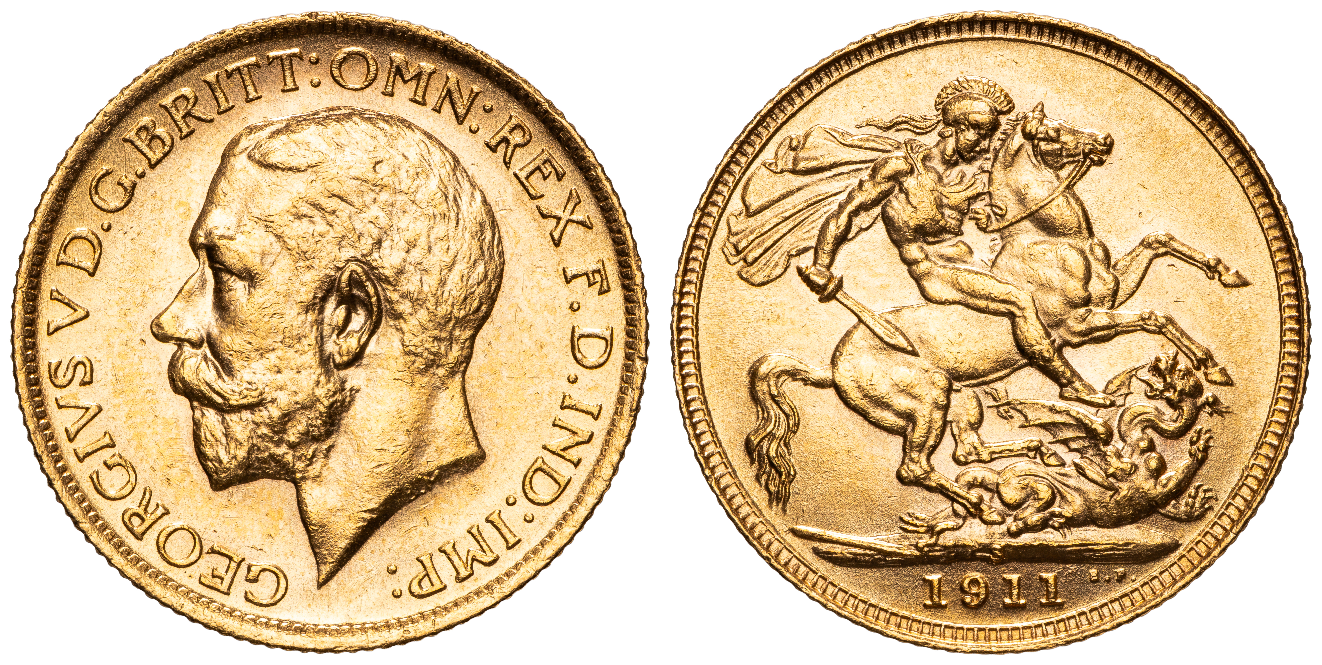 71 · George V, St George Reverse, Sovereign, 1911-S,  UNC