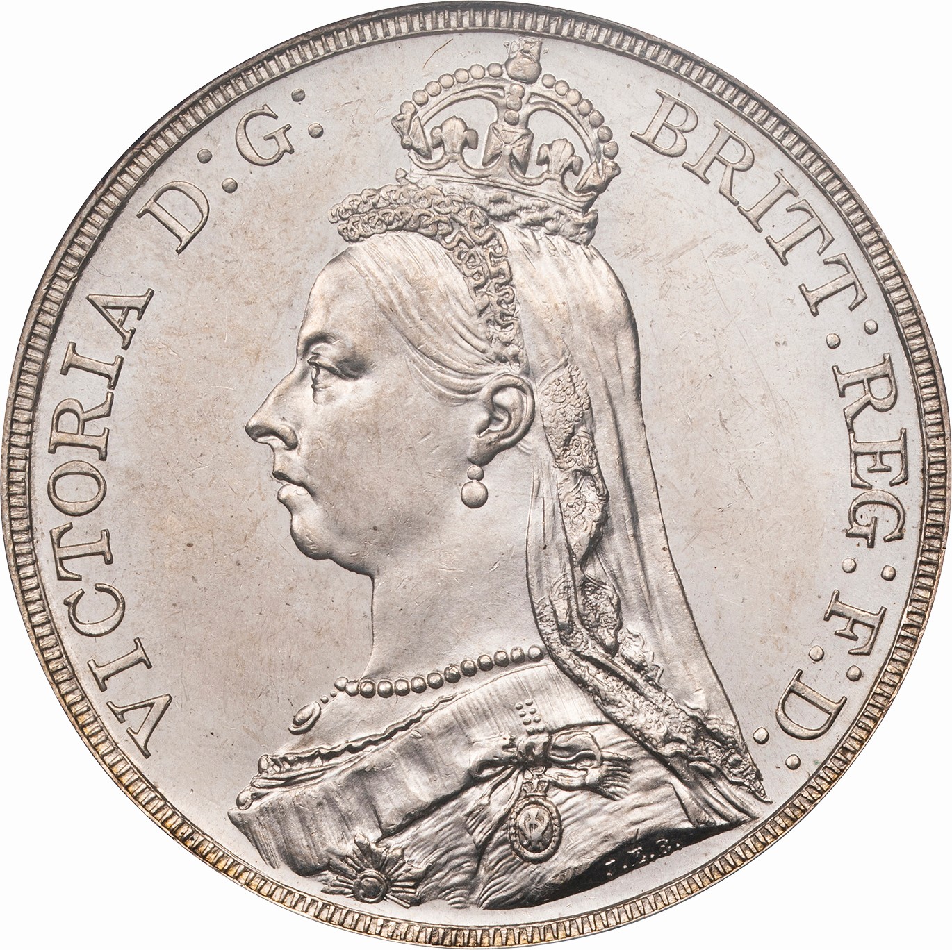 大英帝国　1900年ヴィクトリア女王　ジュビィリーヘッド　クラウン 英国-Great Britain. PCGS MS63. 極美/未. AU. ヴィクトリア女王