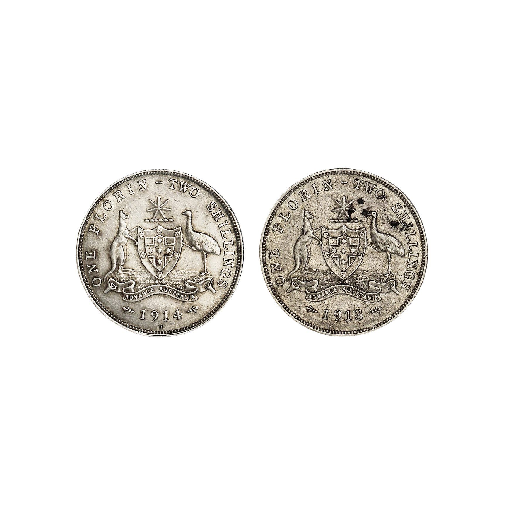 George V, Florin, 1913, 1914H, gVF