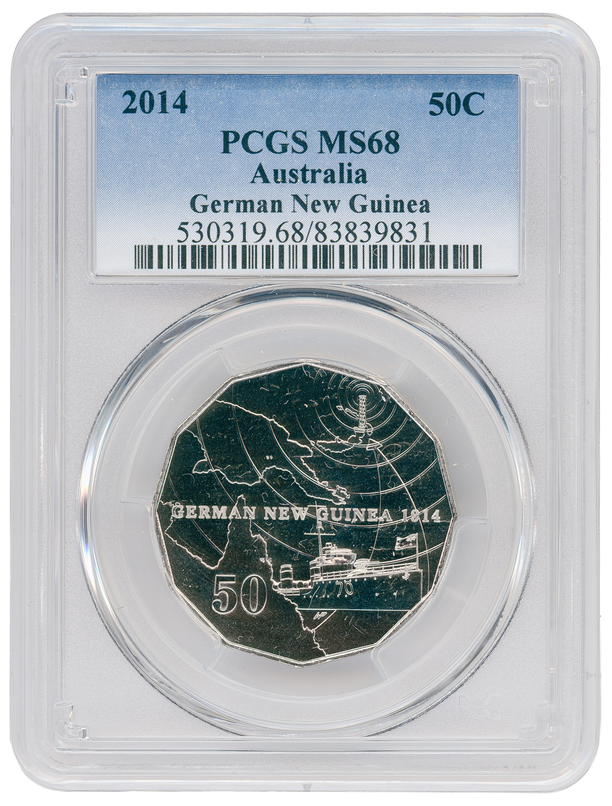 German New Guinea, Fifty Cent, 2014, PCGS MS68