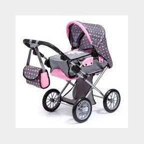 Bayer City Star Dolls Pram (Grey/Pink) - 65cm Tall-51460/4868 B3 (S6)