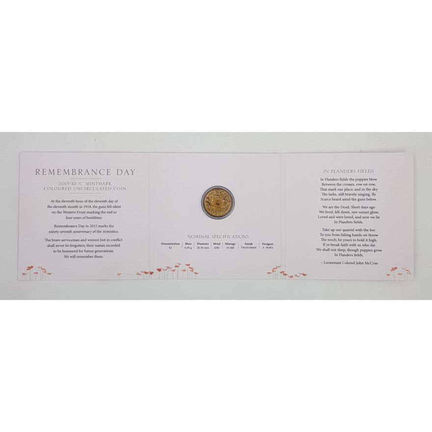Flanders Field $2 Carded Coin - 'C' MM