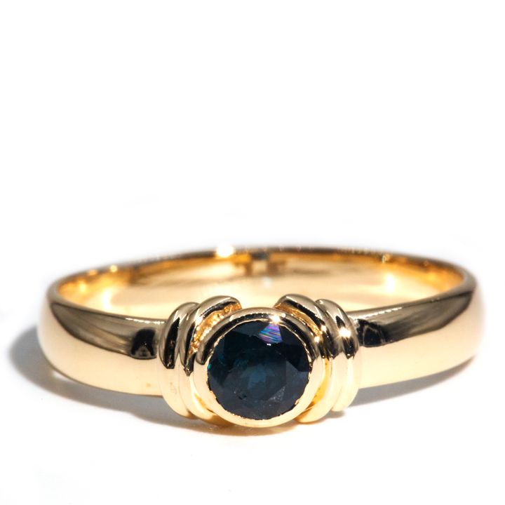 Blue Sapphire Solitaire 9 Carat Gold Ring