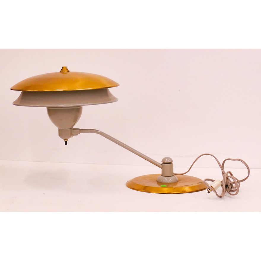 Midcentury Brass & Steel Desk Lamp- 14x24''